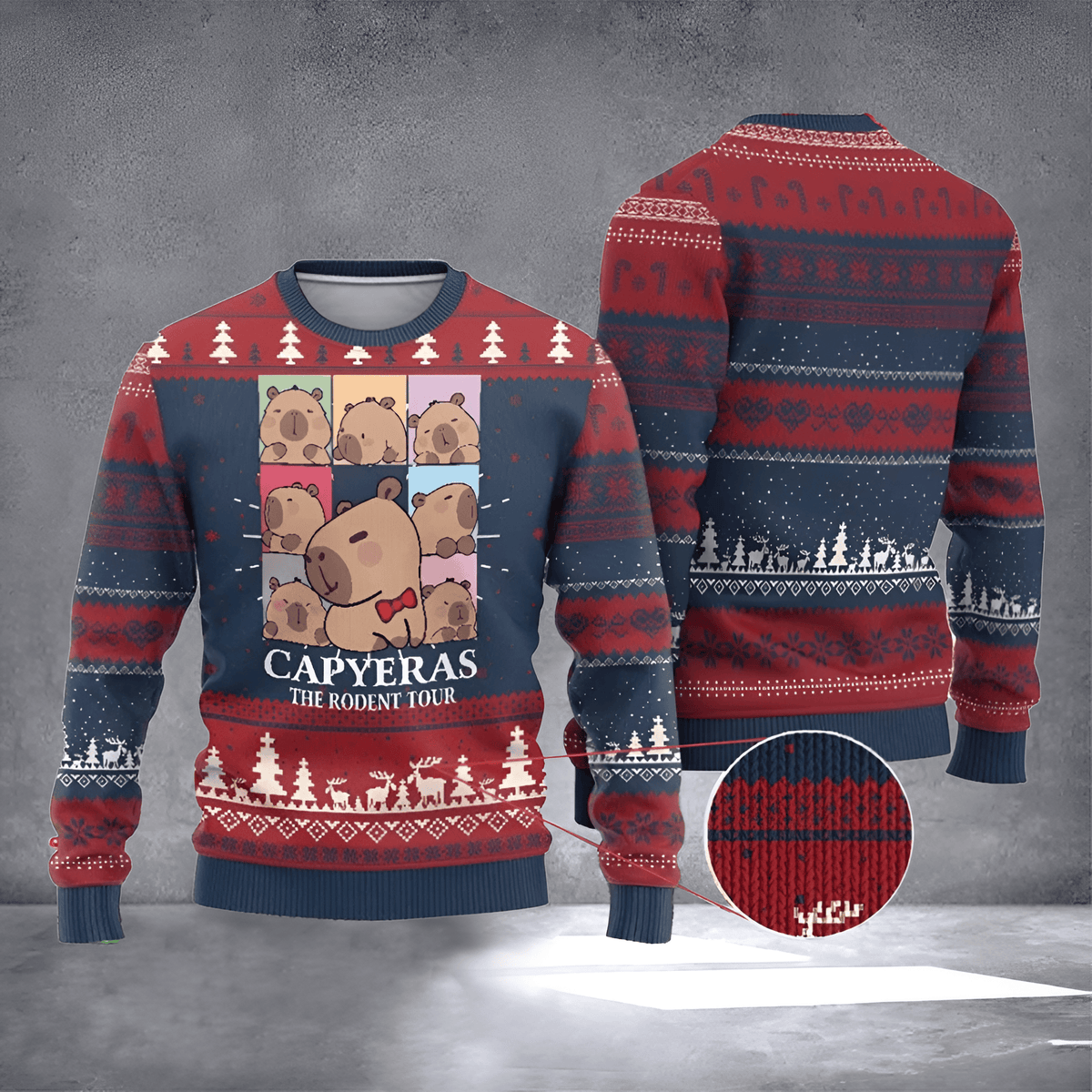 Capyeras The Rodent Tour Ugly Christmas Sweater Cute Holiday Outfits Xmas Gifts For Her - Otakuforge