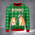 Cheems Bonk Meme Ugly Christmas Sweater Funny Xmas Clothing Holiday Apparel Hilarious Xmas Gift - Otakuforge