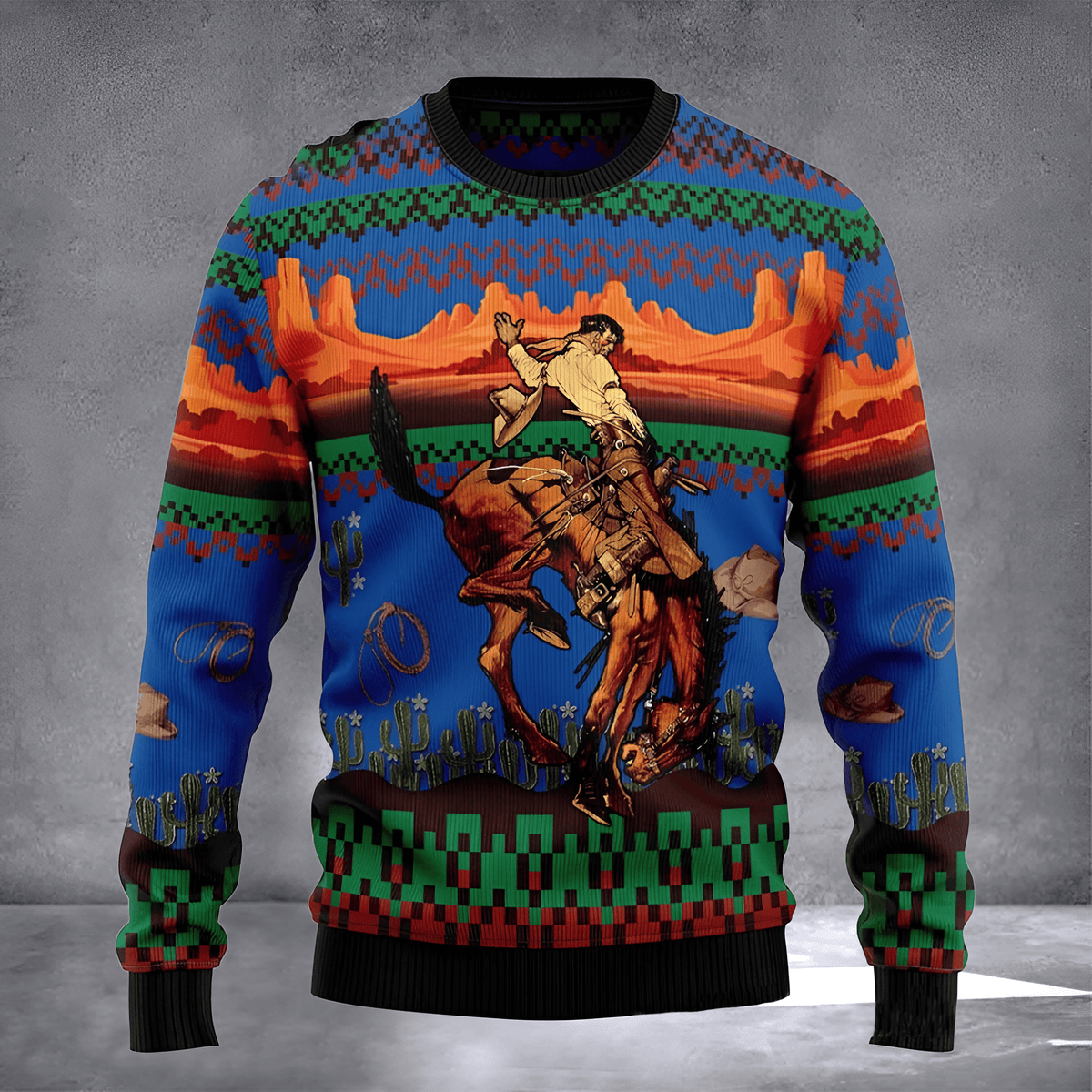 Cowboy Desert Ugly Christmas Sweater Western Cowboy Clothing Christmas Day Outfit Gifts - Otakuforge