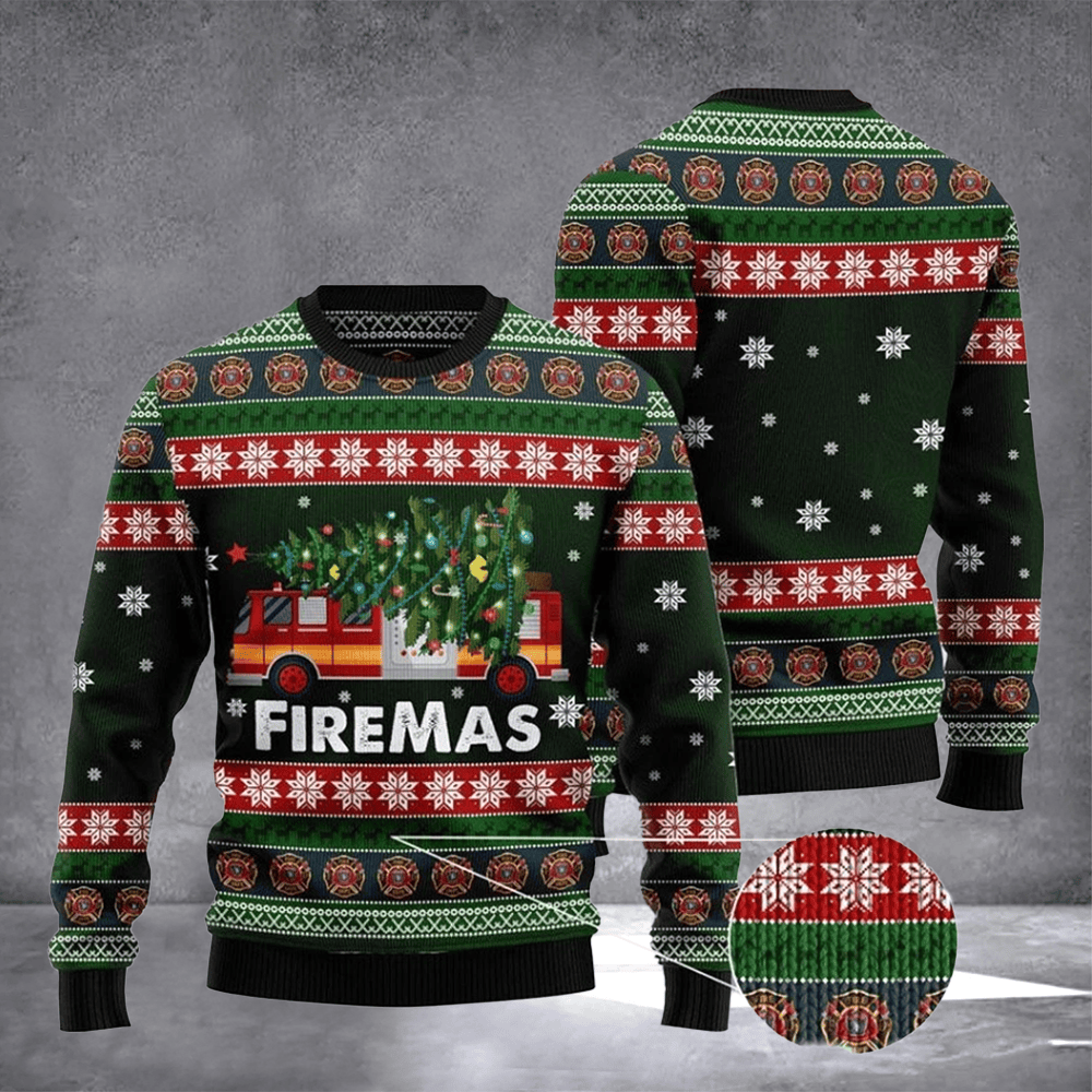 Firemas Christmas Ugly Sweater Unique Shirt Xmas Clothing Christmas Gift For Firefighter - Otakuforge