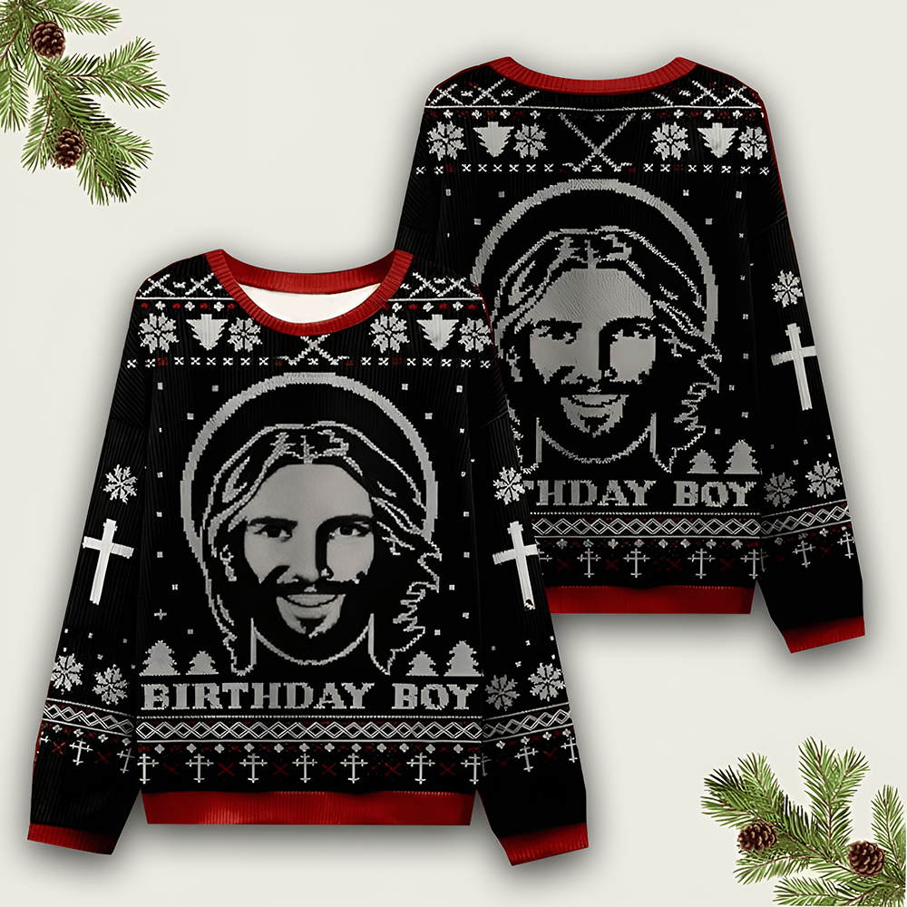 Birthday Boy Jesus Ugly Christmas Sweater Jesus Apparel Xmas Clothing Christmas Gift Ideas - Otakuforge