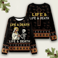 Life And Death Christmas Ugly Sweater Funny Faith Based Apparel Christian Merch Xmas Gifts - Otakuforge