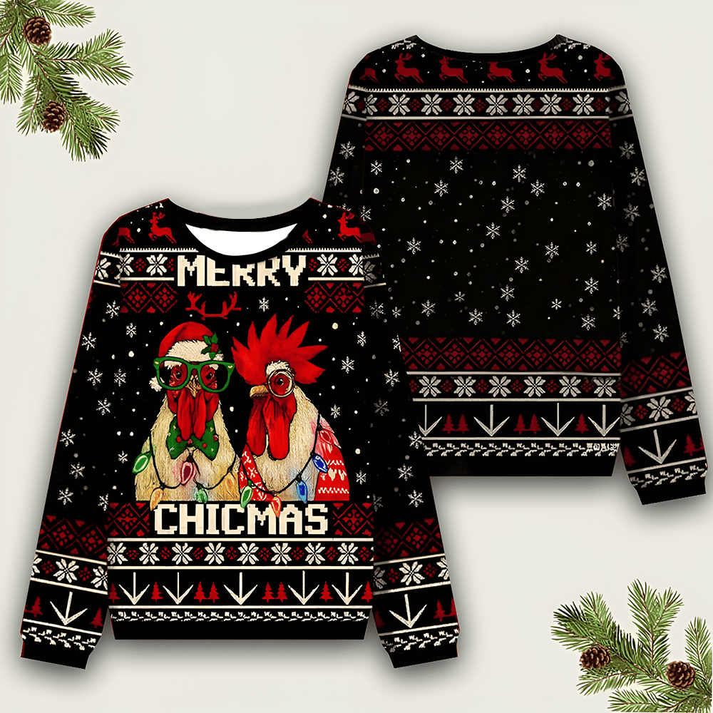 Merry Chicmas Ugly Sweater Funny Christmas Clothing Xmas Merch Christmas Gifts For Teens - Otakuforge