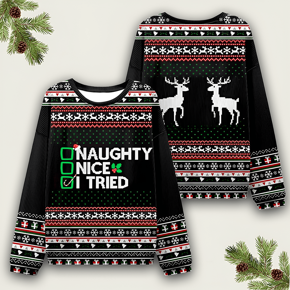 Naughty Ugly Sweater Nice Christmas Apparel Xmas Clothing Best Christmas Gift For Her - Otakuforge