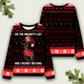 On The Naughty List Ugly Sweater Best Funny Christmas Clothing Christmas Gift Ideas - Otakuforge