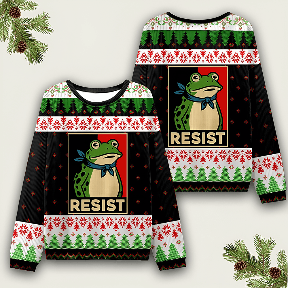 Portland Frog Resist Ugly Sweater Anti Trump Shirt No Kings Merch Best Christmas Gift - Otakuforge