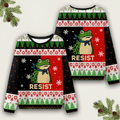 Resist Frog Ugly Christmas Sweater Antifa Shirt No Kings Merch Best Christmas Gift Ideas - Otakuforge