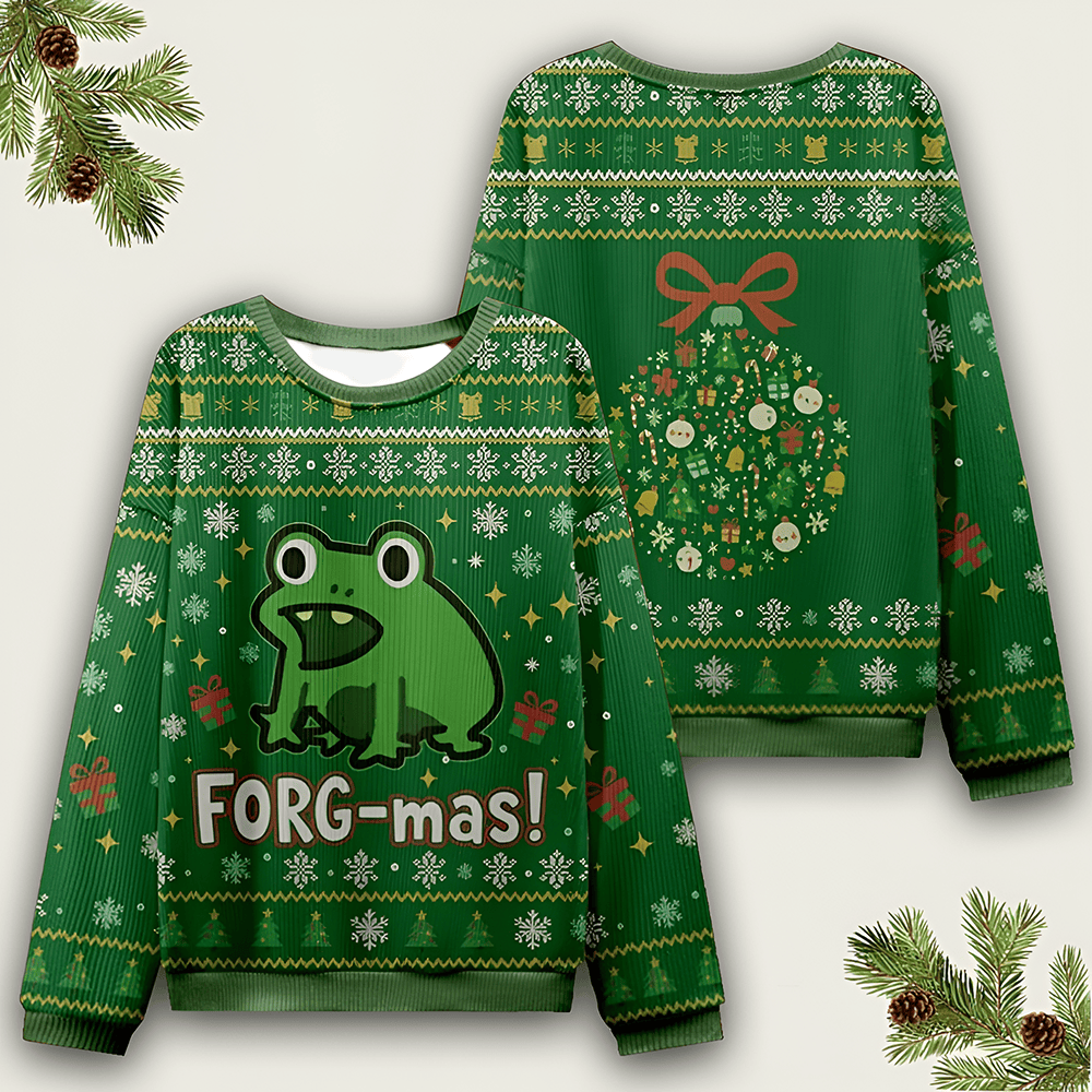 Forg Mas Green Ugly Christmas Sweater Cute Frog Sweater Xmas Clothing Christmas Gift Ideas - Otakuforge