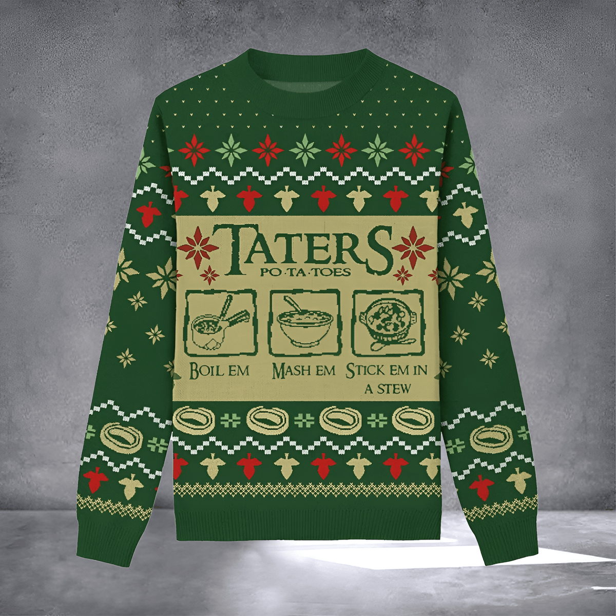 Taters Potatoes Ugly Christmas Sweater Winter Apparel Cute Christmas Outfits Xmas Gifts For Her - Otakuforge