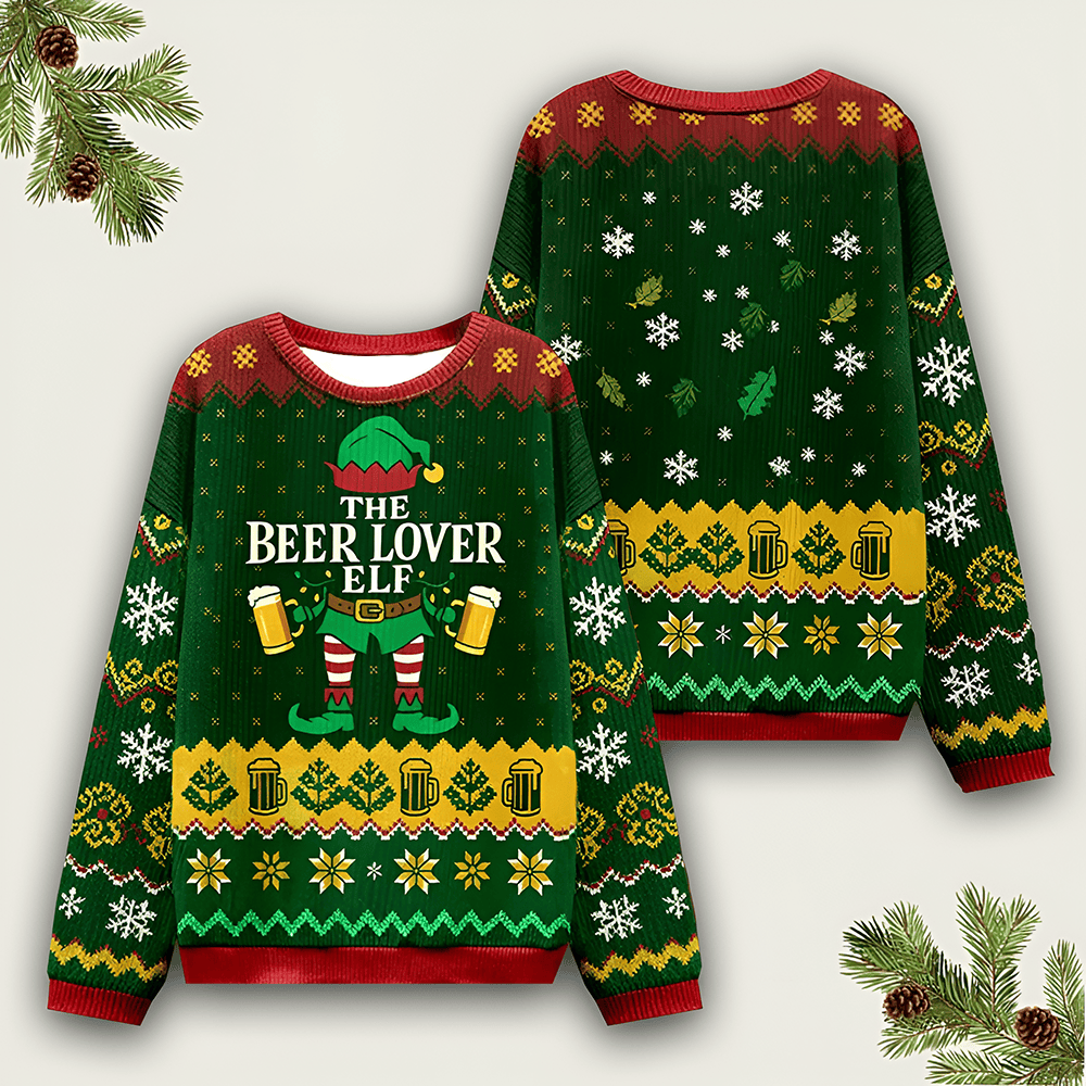 The Beer Lover Elf Christmas Ugly Sweater Funny Xmas Apparel Holiday Clothing Christmas Gifts - Otakuforge