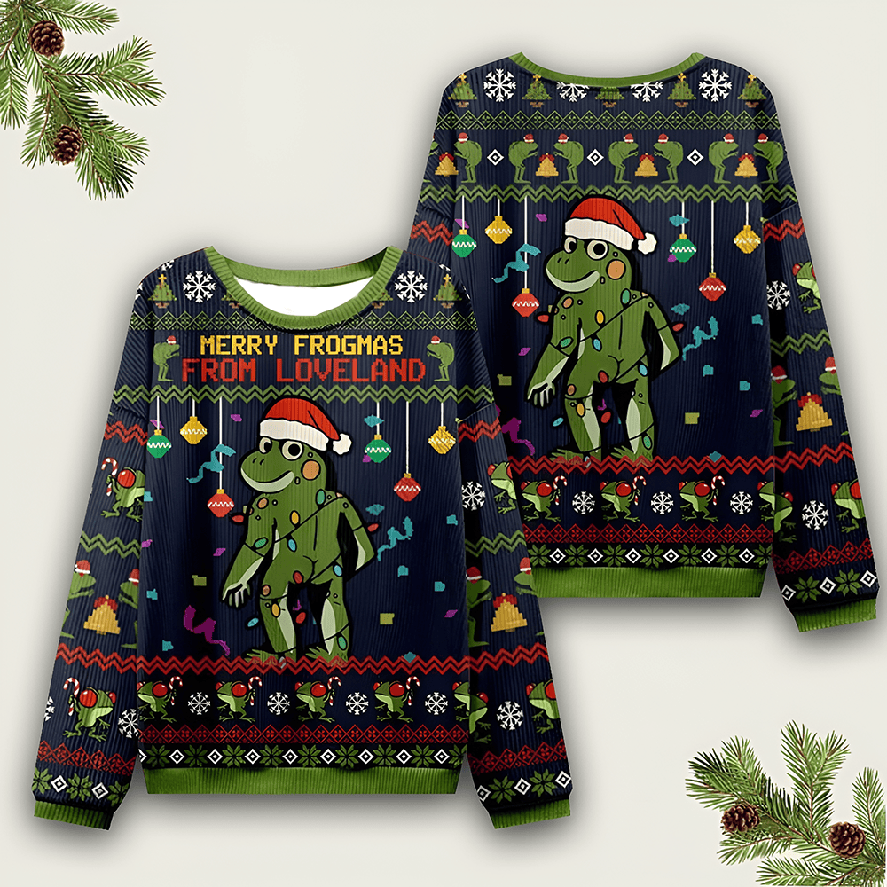 Frogmas Resist Ugly Christmas Sweater Antifa Clothing No Kings Merch Best Christmas Gift - Otakuforge