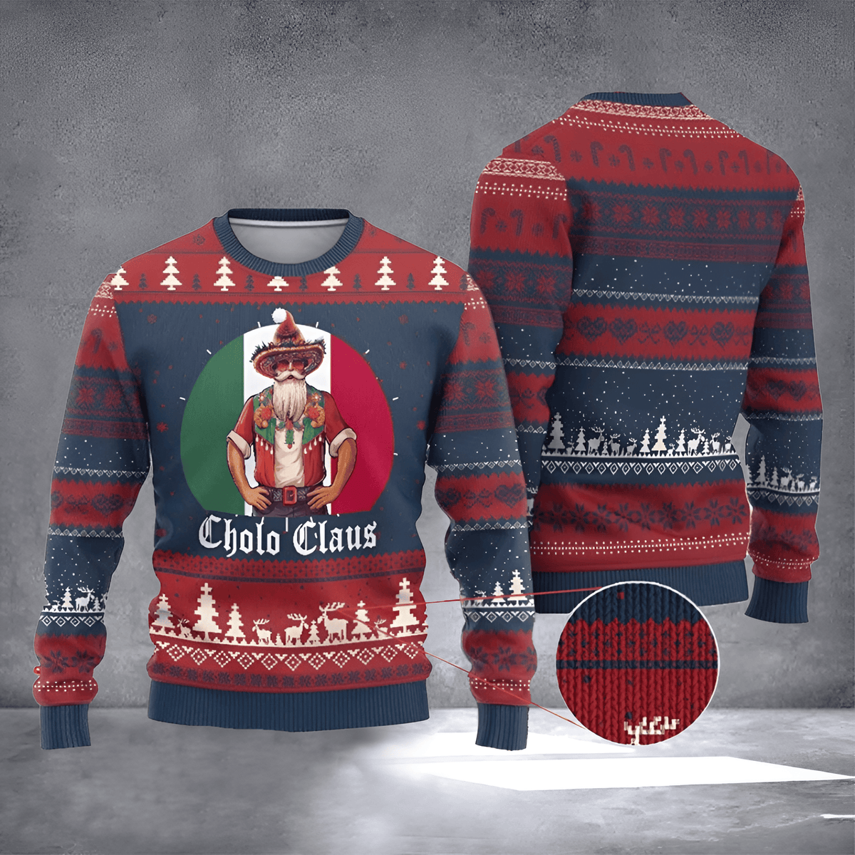 Mexican Cholo Claus Ugly Christmas Sweater Winter Apparel Holiday Wear Christmas Presents - Otakuforge