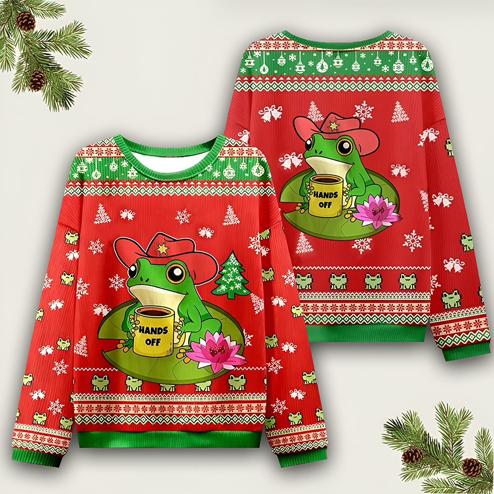 Frog Hands Off Ugly Christmas Sweater Funny Sweaters Xmas Merch Christmas Gift For Frog Lovers - Otakuforge