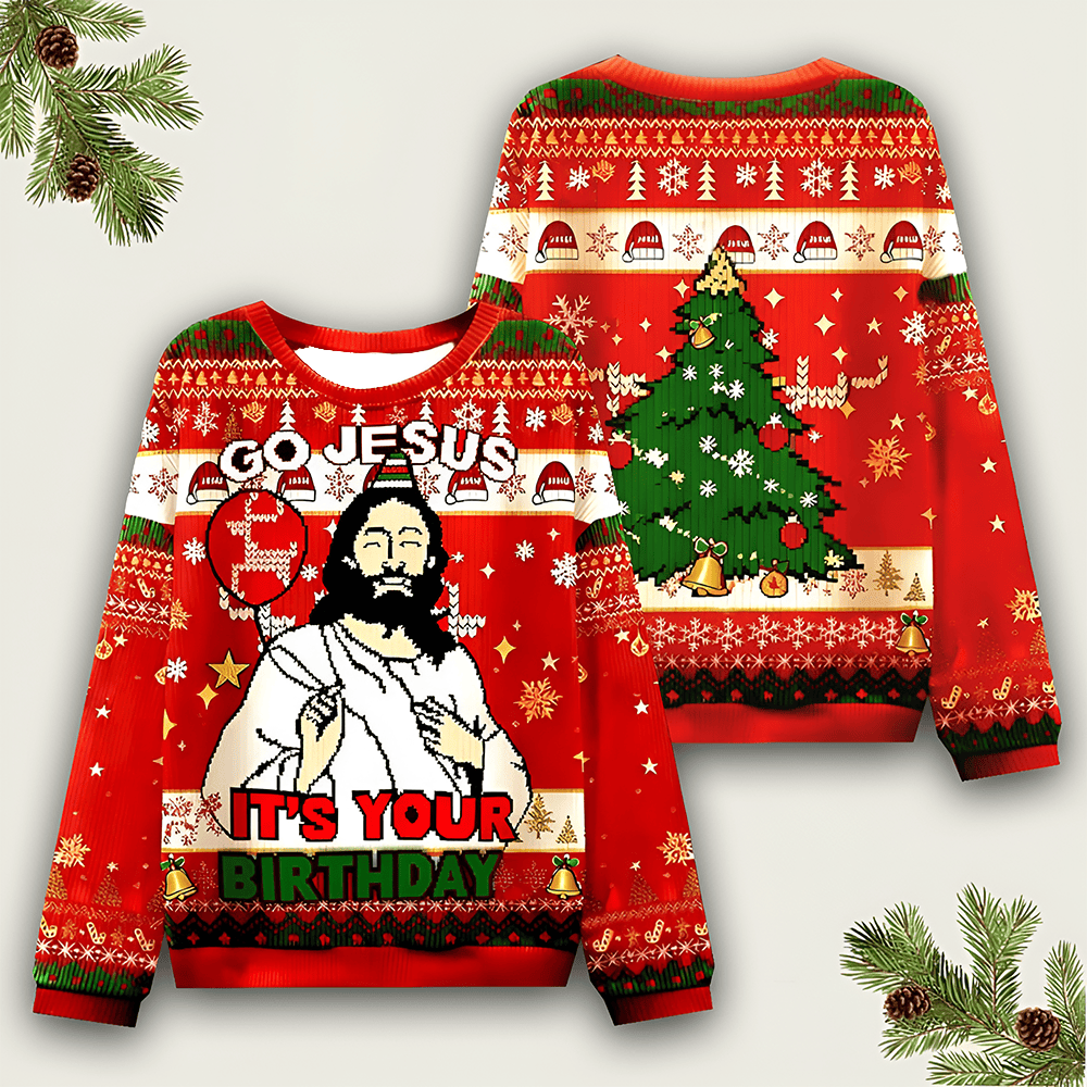 Go Jesus Ugly Christmas Sweater Funny Xmas Merch God Clothing Christmas Gift For Christian - Otakuforge