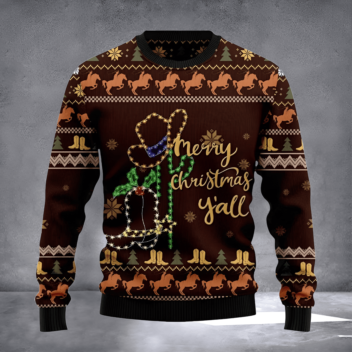 Merry Christmas Yall Ugly Christmas Sweater Western Style Sweater Holiday Clothing Xmas Gifts - Otakuforge