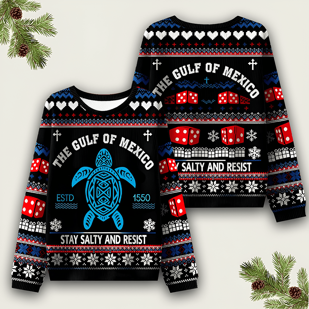 The Gulf Of Mexico Ugly Christmas Sweater Stay Salty And Resist Xmas Apparel Gift Ideas - Otakuforge