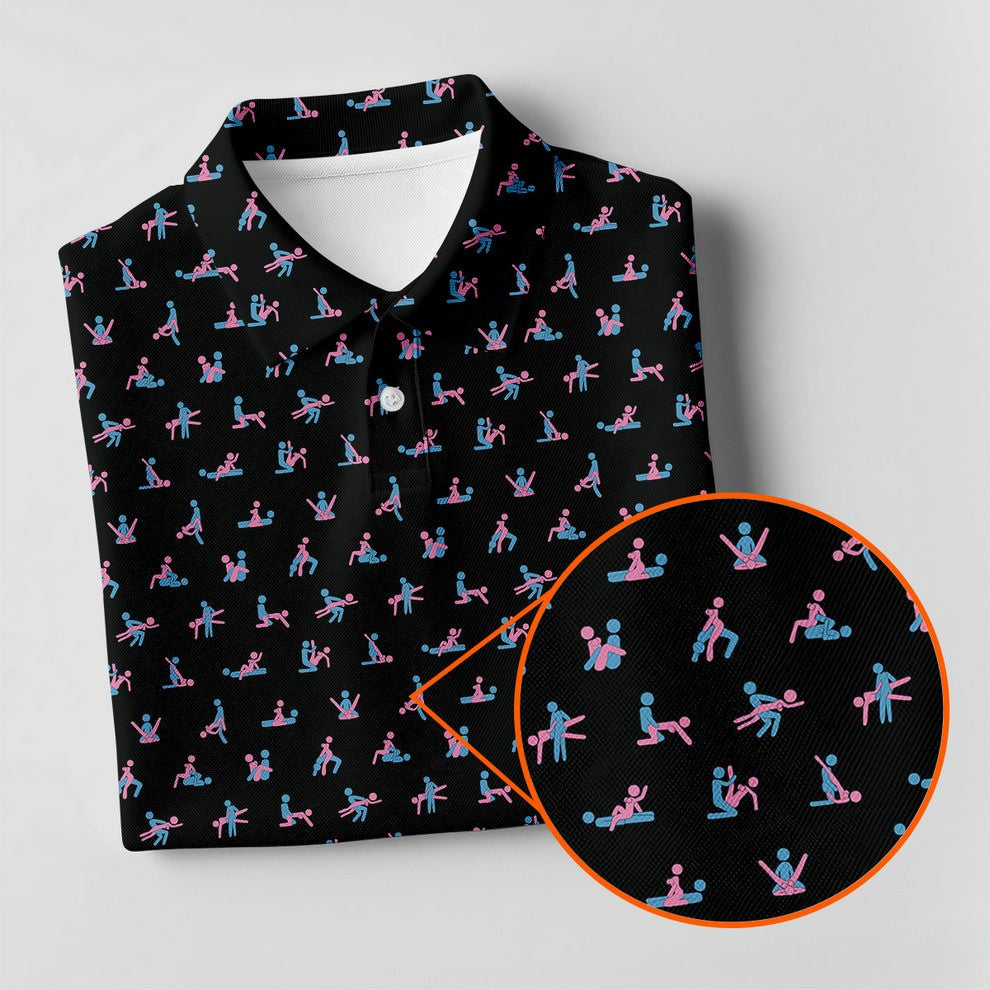 S-e-x Ed Men's Polo Shirt Funny 18 Plus Sexual Positions Man Woman Stick Golf Shirt Gifts - Otakuforge
