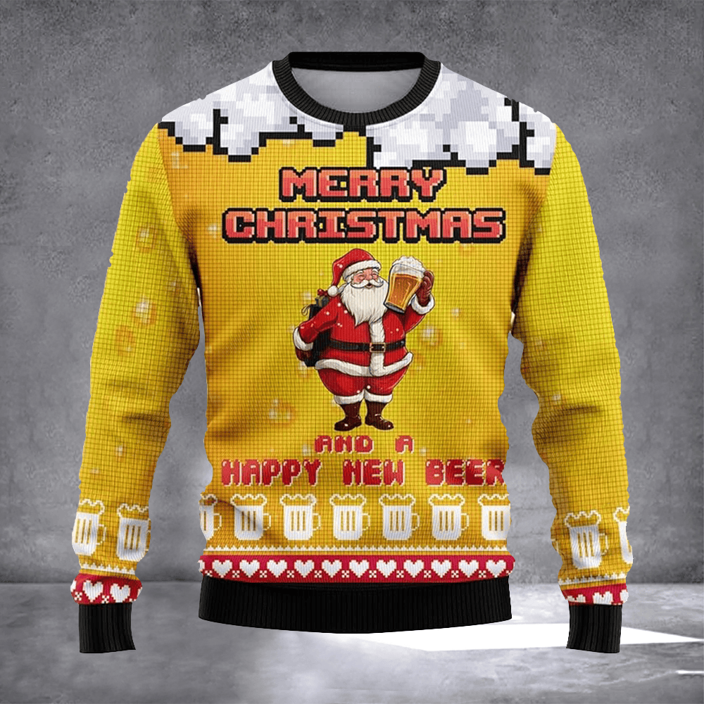 Merry Christmas And A Happy New Year Ugly Christmas Sweater Holiday Clothing Xmas Gifts - Otakuforge
