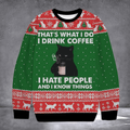 Cat I hate People And I Know Things Ugly Christmas Sweater Festive Clothing Christmas Apparel - Otakuforge