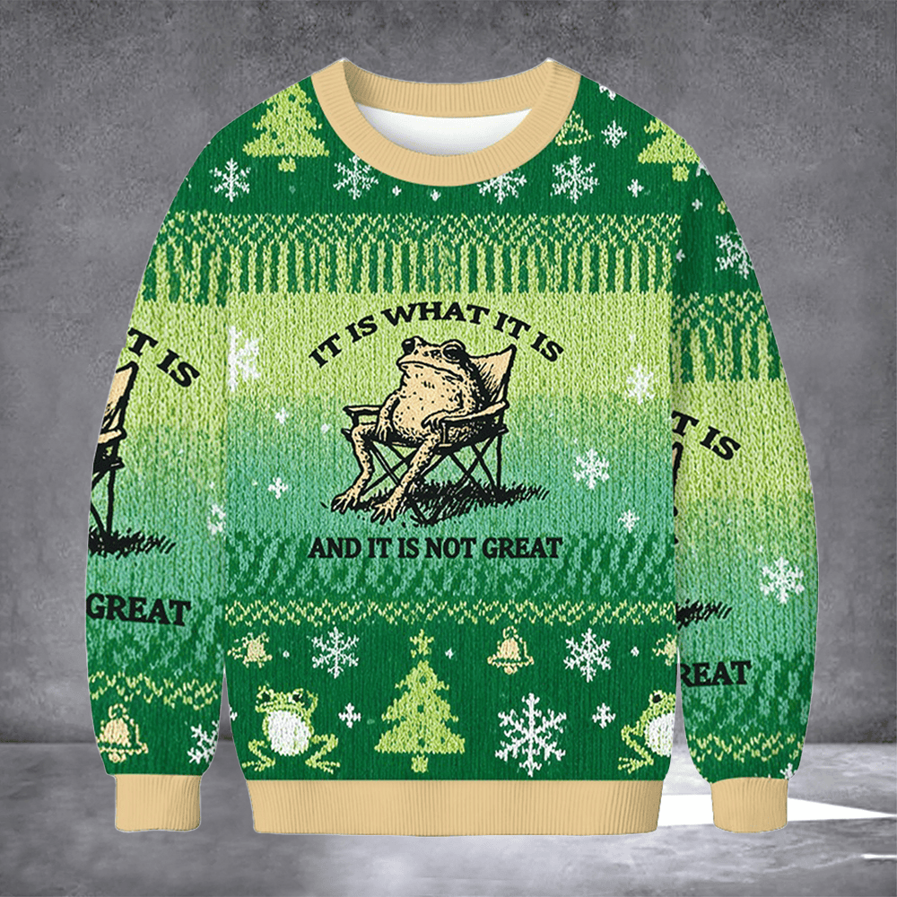 Portland Frog It is What It Is Ugly Christmas Sweater Portland Frog Merch Freedom Protest Gift - Otakuforge