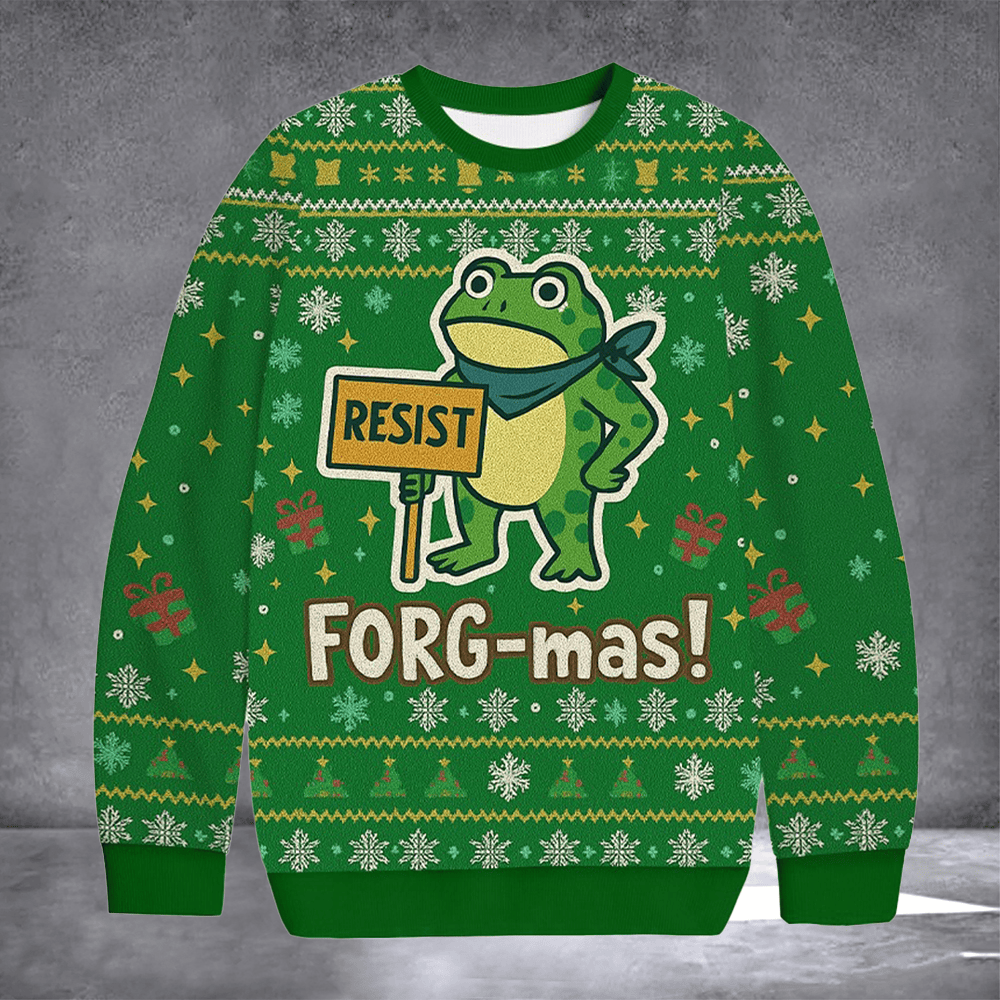 Portland Frog Resist Frogmas Ugly Christmas Sweater Portland Frog Merch Antifa Xmas Gifts - Otakuforge