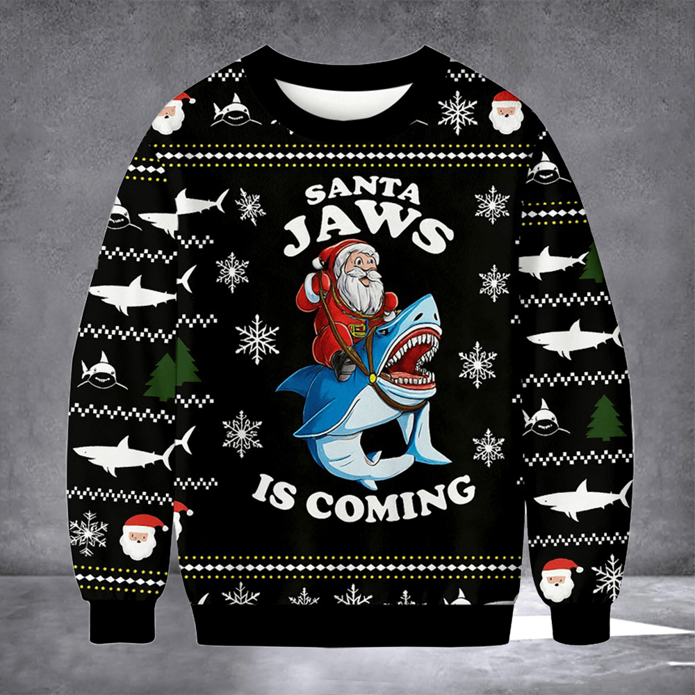 Shark Santa Jaws Is Coming Ugly Christmas Sweater Holiday Clothes Xmas Gifts For Shark Lover - Otakuforge