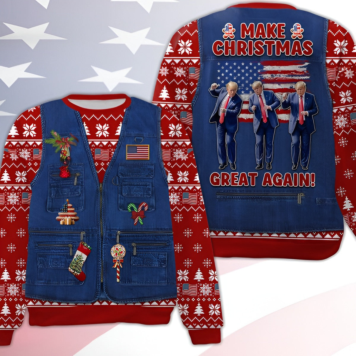 Donald Trump Make Christmas Great Again Ugly Christmas Sweater Funny Winter Apparel Trump Gifts - Otakuforge