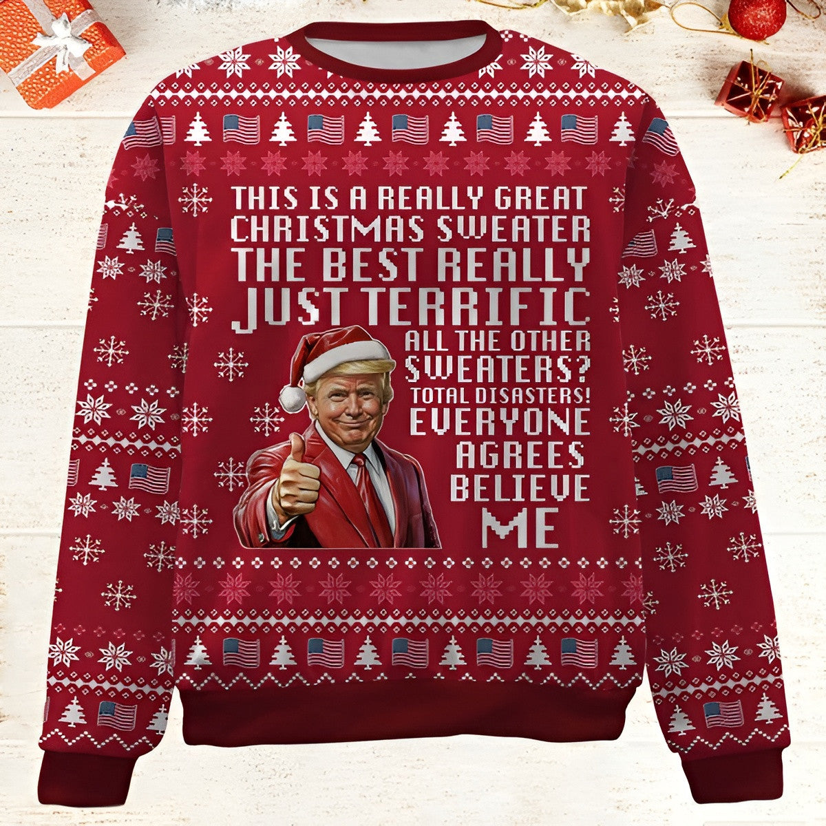 Donald Trump Really Great Christmas Sweater Ugly Christmas Sweater Funny MAGA Trump Gift - Otakuforge