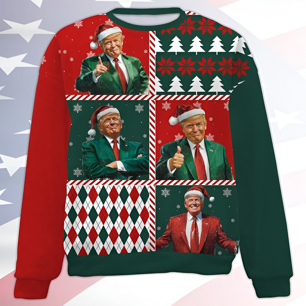Jolly Trumpmas Ugly Christmas Sweater Funny Trump Santa Winter Clothing MAGA Support Gifts - Otakuforge