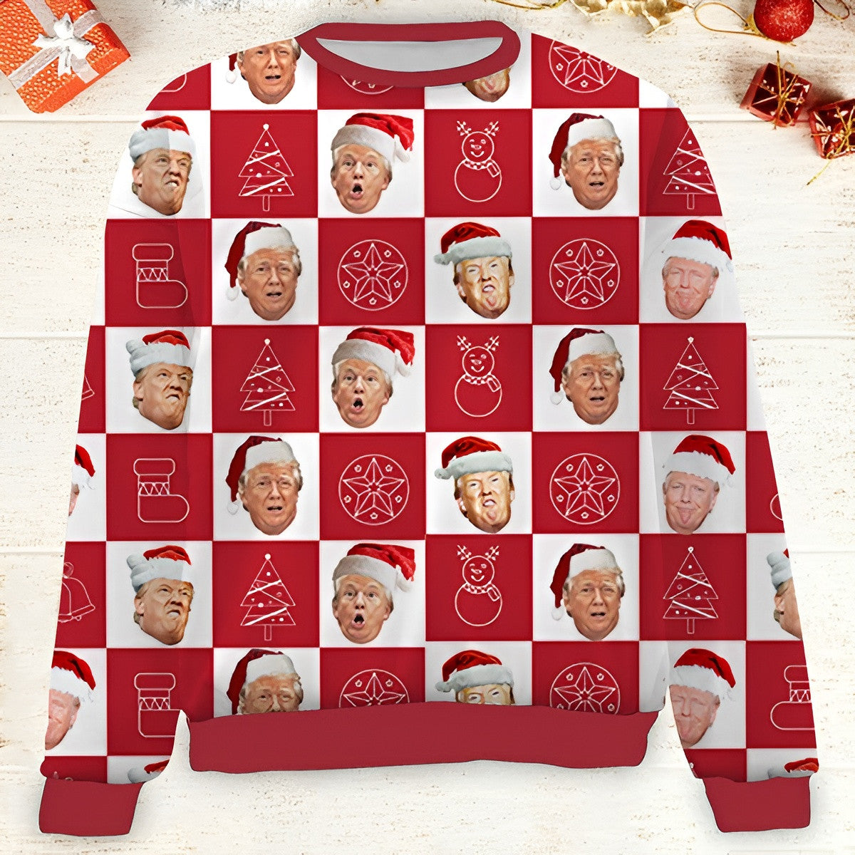 Merry Trumpmas Santa Ugly Christmas Sweater Funny Winter Clothing Trump Support Xmas Gifts - Otakuforge