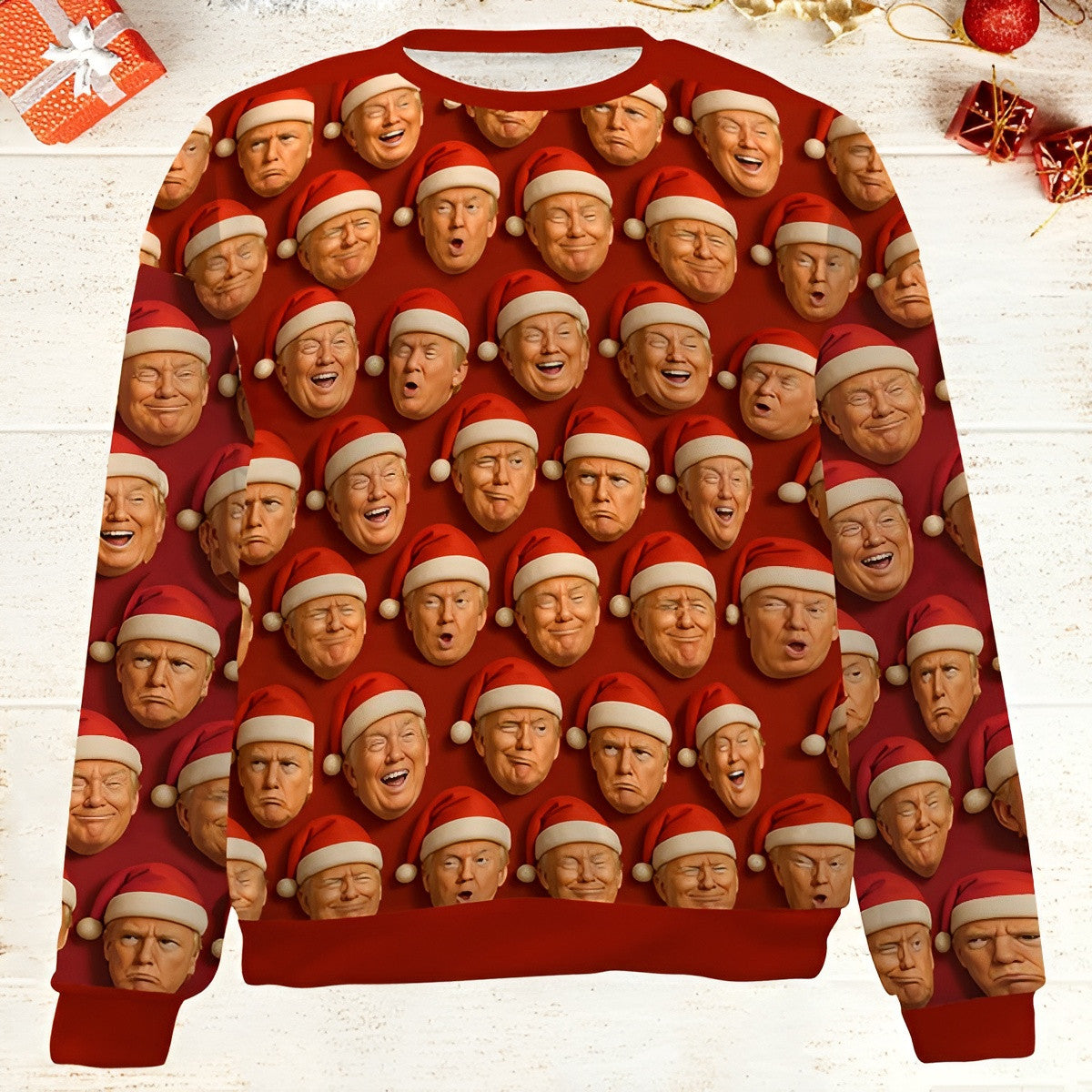 Trump Face Santa Ugly Christmas Sweater Hilarious Xmas Outfits Christmas Gifts For Trump Lovers - Otakuforge