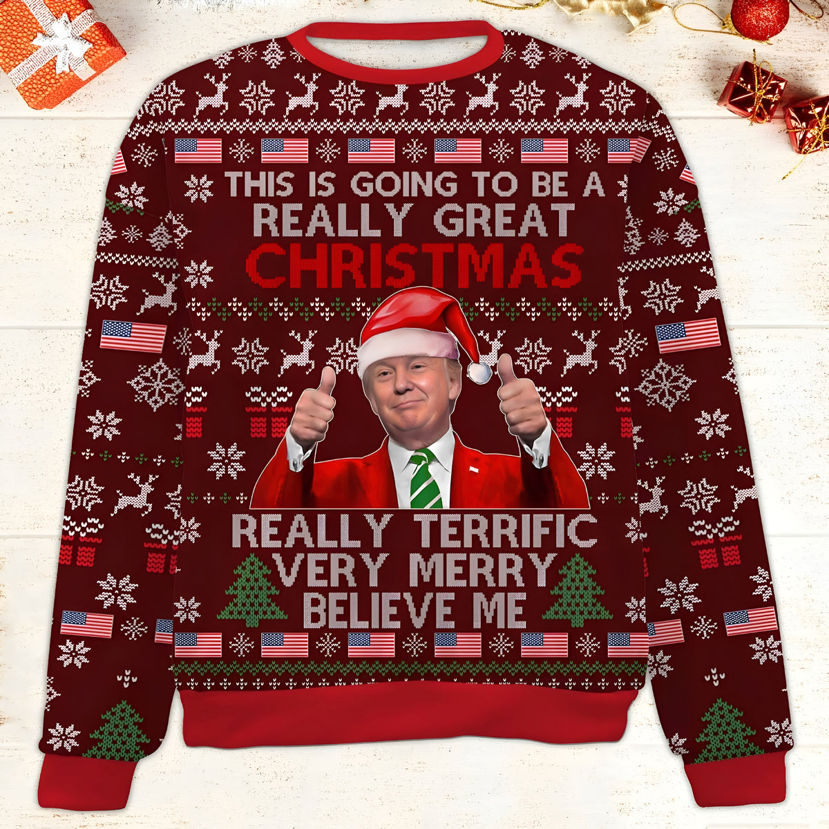 Trump Great Christmas Ugly Christmas Sweater Festive Clothing Trump Lovers Xmas Gifts - Otakuforge