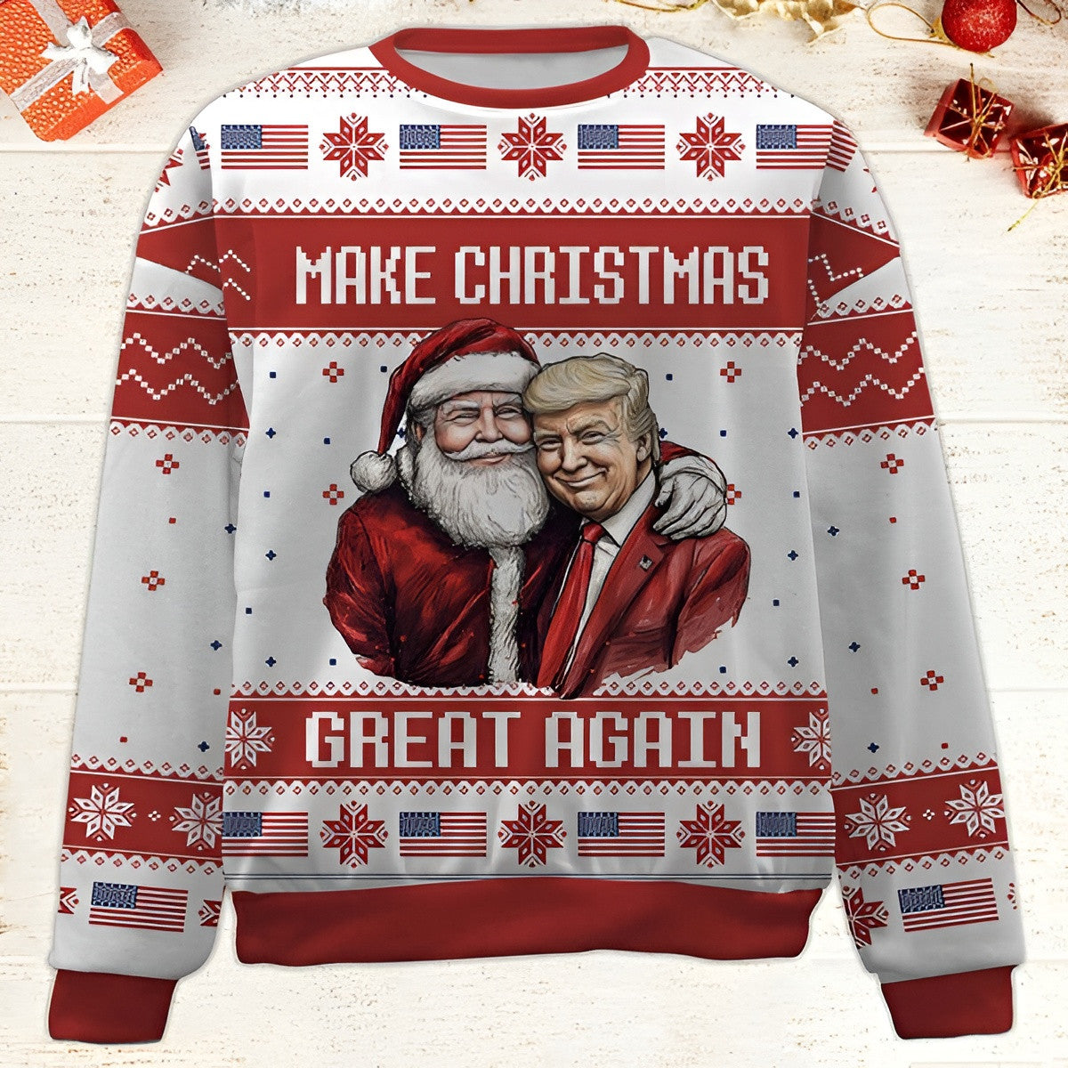 Trump Make Christmas Great Again Ugly Christmas Sweater Santa Favorite President Sweater Gifts - Otakuforge
