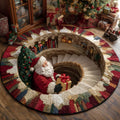 Santa Workshop Quilted Round Mat Holiday Circle Mat Home Decor Christmas Gifts For Wife - Otakuforge