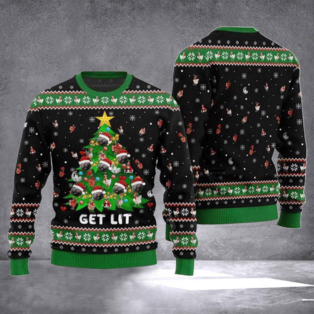 Cat Xmas Tree Get Lit Ugly Christmas Sweater Cold Weather Clothes Cat Lovers Christmas Gifts - Otakuforge
