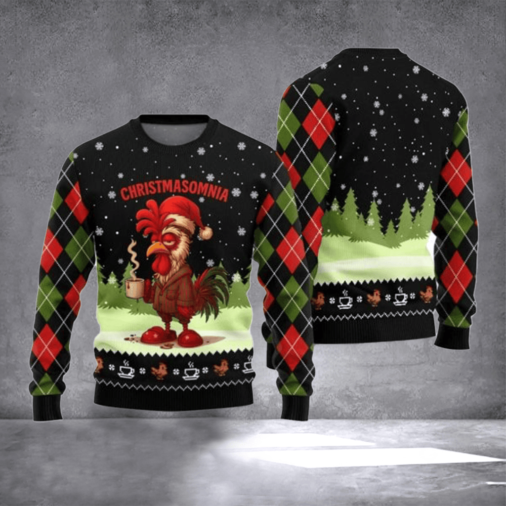 Chicken Christmasomnia Ugly Christmas Sweater Funny Clothes For Christmas Chicken Lovers Gifts - Otakuforge