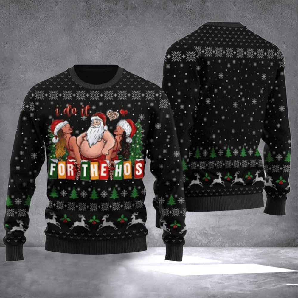 For The Hos Santa Claus Ugly Christmas Sweater Hilarious Winter Clothing Festive Gifts - Otakuforge