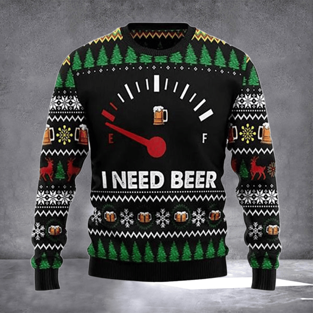 I Need Beer Ugly Christmas Sweater Funny Beer Lovers Sweater Xmas Gifts For Dad - Otakuforge