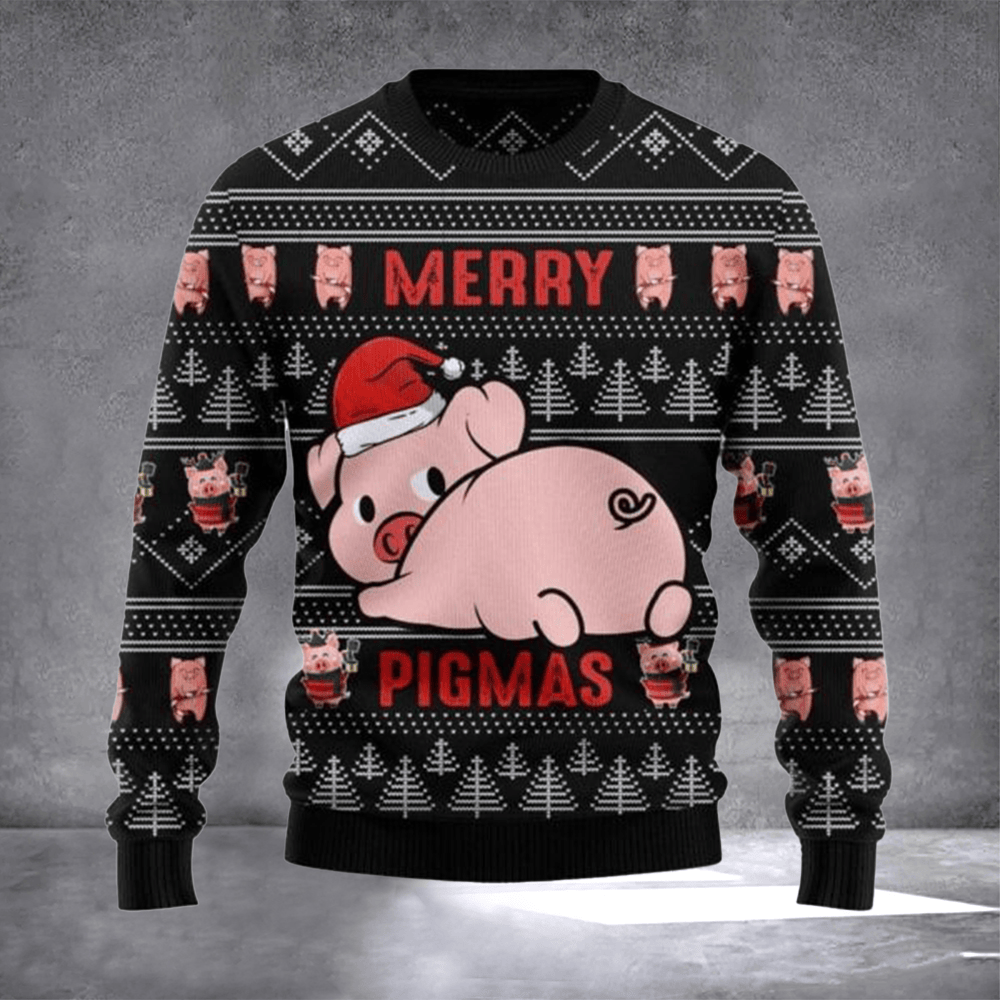 Merry Pigmas Ugly Christmas Sweater Animal Sweater Holiday Clothing Xmas Gifts For Pig Lovers - Otakuforge