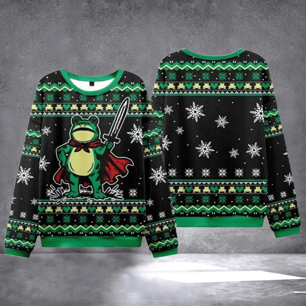 Portland Frog Warrior Ugly Christmas Sweater Family Christmas Clothes Portland Frog Merch - Otakuforge