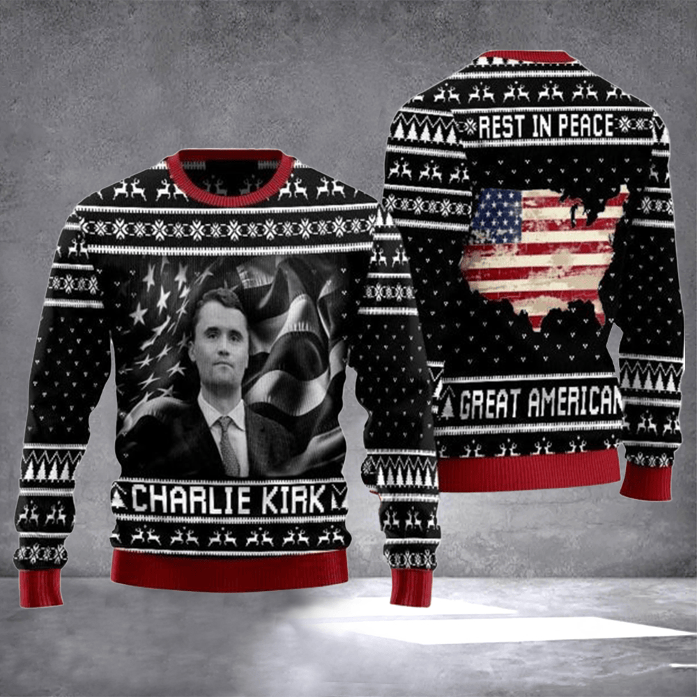Rest In Peace Charlie Kirk Great America Ugly Christmas Sweater TPUSA Christmas Clothing Gifts - Otakuforge
