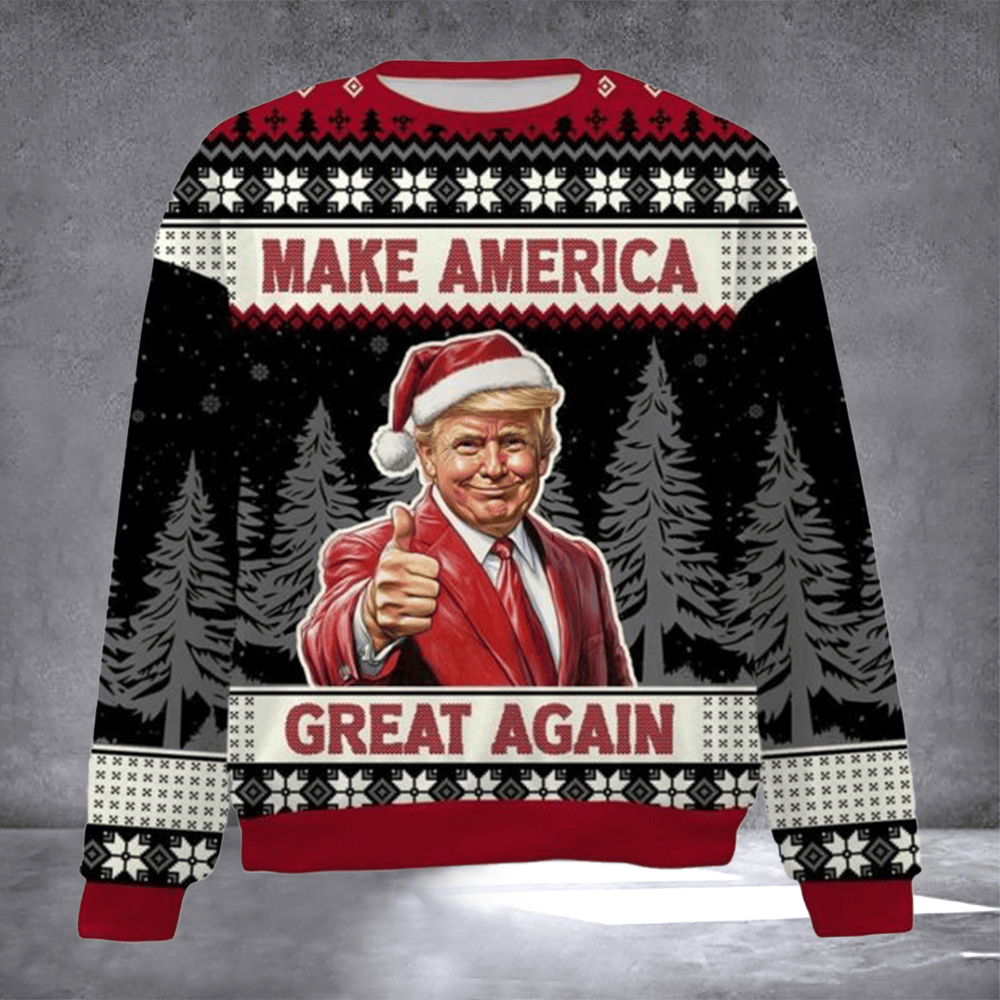 Trump Make America Great Again Ugly Christmas Sweater Funny Xmas Apparel Trump Lover Gift Idea - Otakuforge