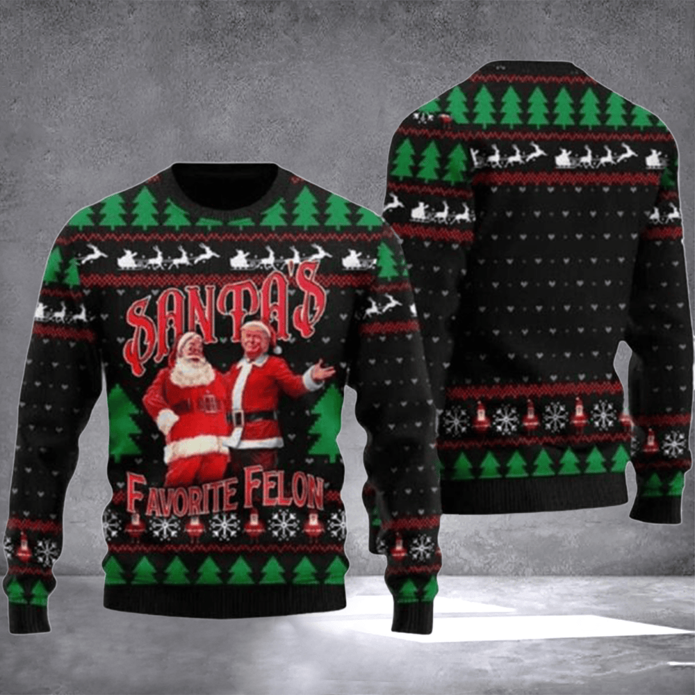 Trump Santa Favorite Felon Ugly Christmas Sweater Funny Donald Trump Merch Xmas Gifts - Otakuforge