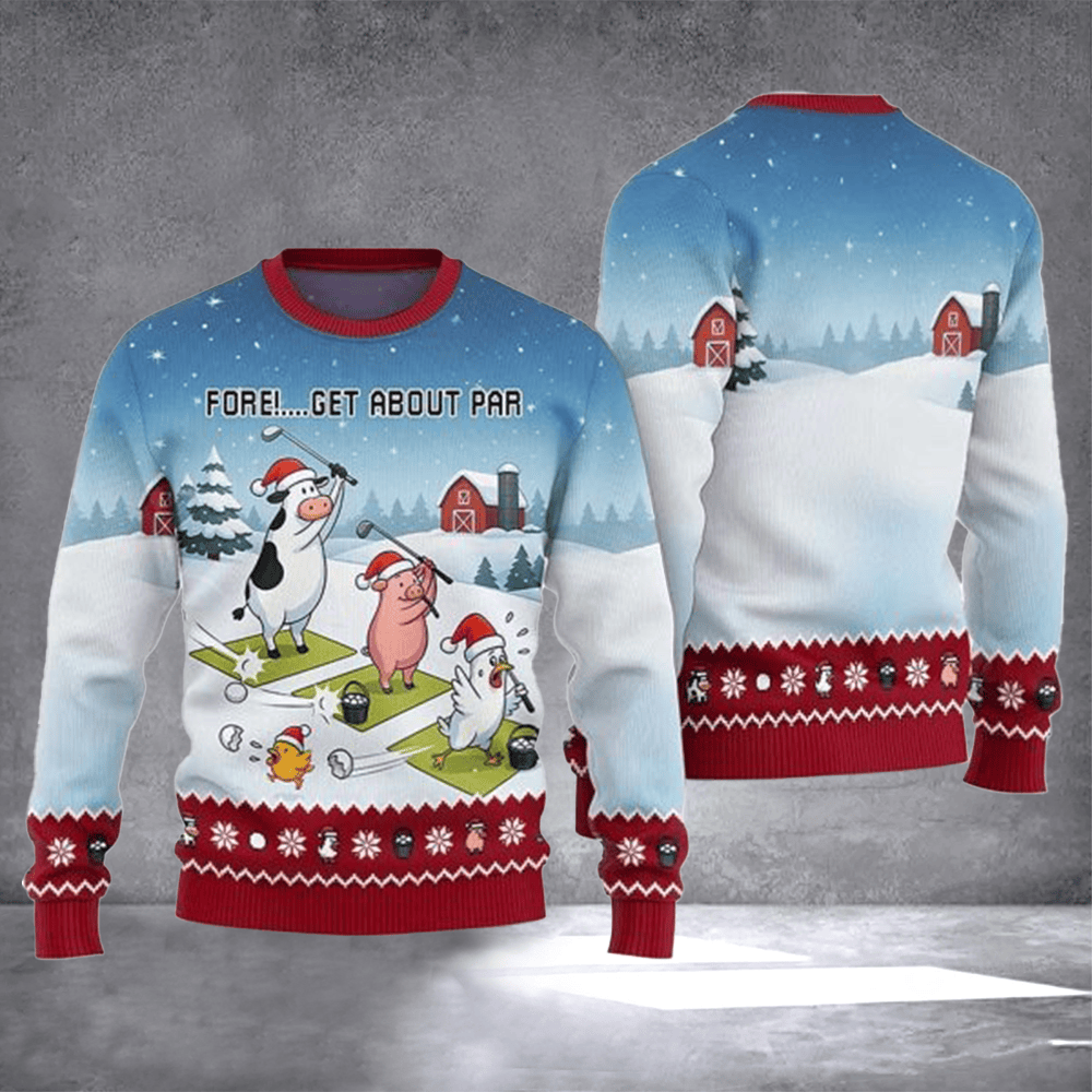 Animal Fore Get About Par Ugly Christmas Sweater Xmas Day Outfits Winter Apparel Gifts - Otakuforge