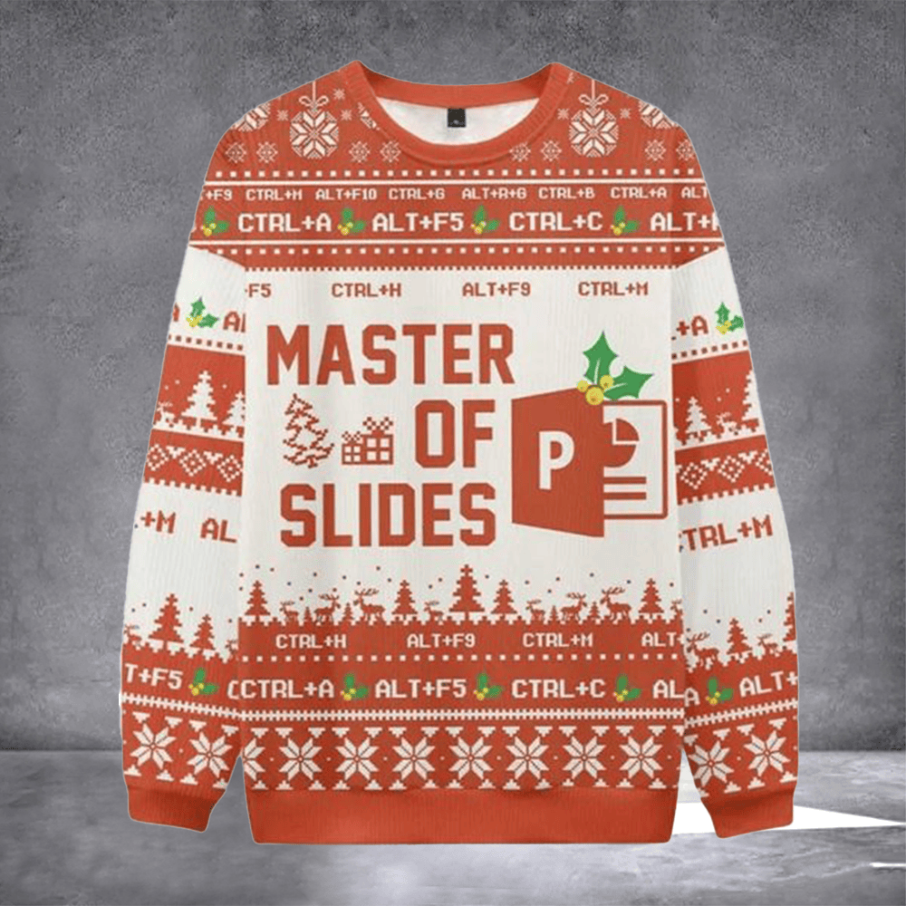 PPT Master Of Slides Ugly Christmas Sweater Funny Winter Clothing Holiday Gift For Coworker - Otakuforge