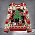 Black Cats Destroying Christmas Tree Ugly Christmas Sweater Festive Apparel Xmas Outfits Gifts - Otakuforge
