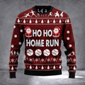 Ho Ho Home Run Santa Ugly Christmas Sweater Clothes For Winter Xmas Gifts For Baseball Lover - Otakuforge