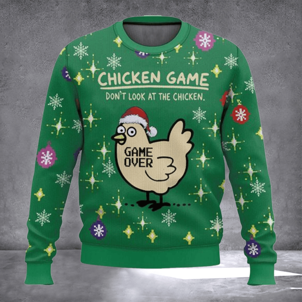 Chicken Game Don't Look At The Chicken Ugly Christmas Sweater Funny Clothes For Winter Gifts - Otakuforge