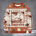 Tokyocanvas Ibuprofen Cat Meme Ugly Christmas Sweater Funny Kitten Xmas Clothing Gifts Idea - Otakuforge