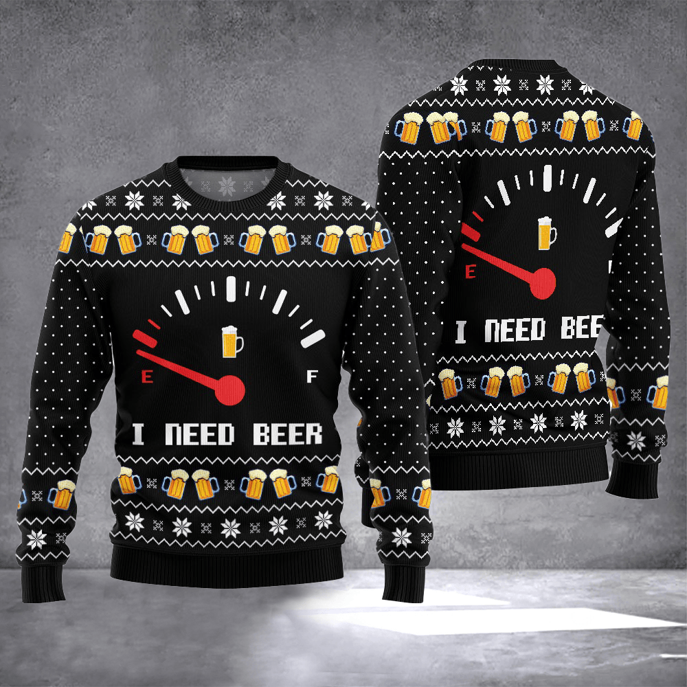 I Need Beer Ugly Christmas Sweater Funny Christmas Apparel Xmas Gift Ideas For Beer Lovers - Otakuforge